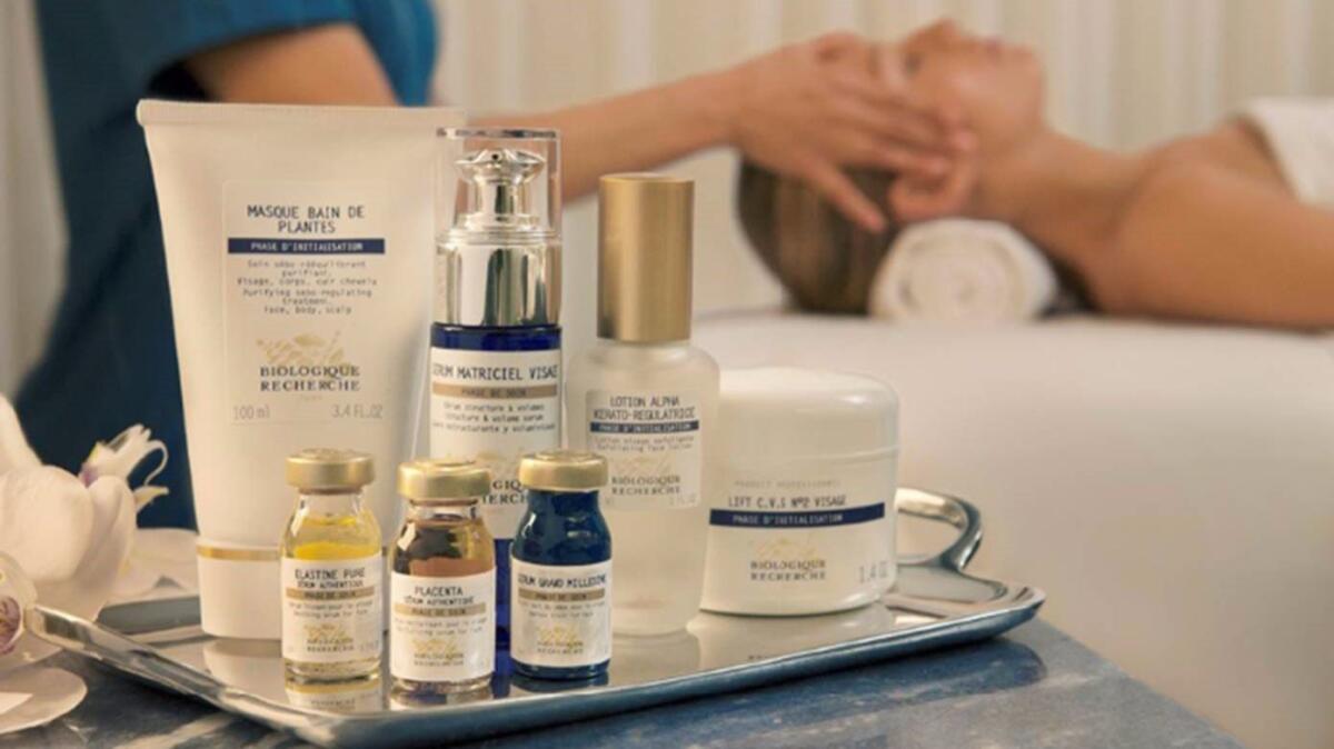 Products from French brand Biologique Recherche are used to create a facial called Second Skin, offered at the Peninsula Spa at the Peninsula Beverly Hills hotel.