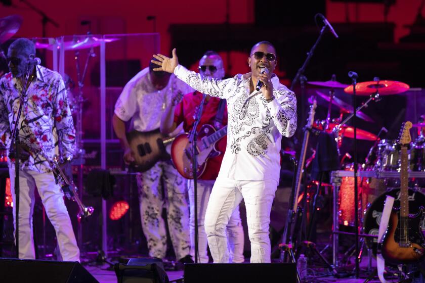 LOS ANGELES, CA - JULY 03: Kool & the Gang performs during the first full-capacity concert at the Hollywood Bowl on Saturday, July 3, 2021. (Myung J. Chun / Los Angeles Times)