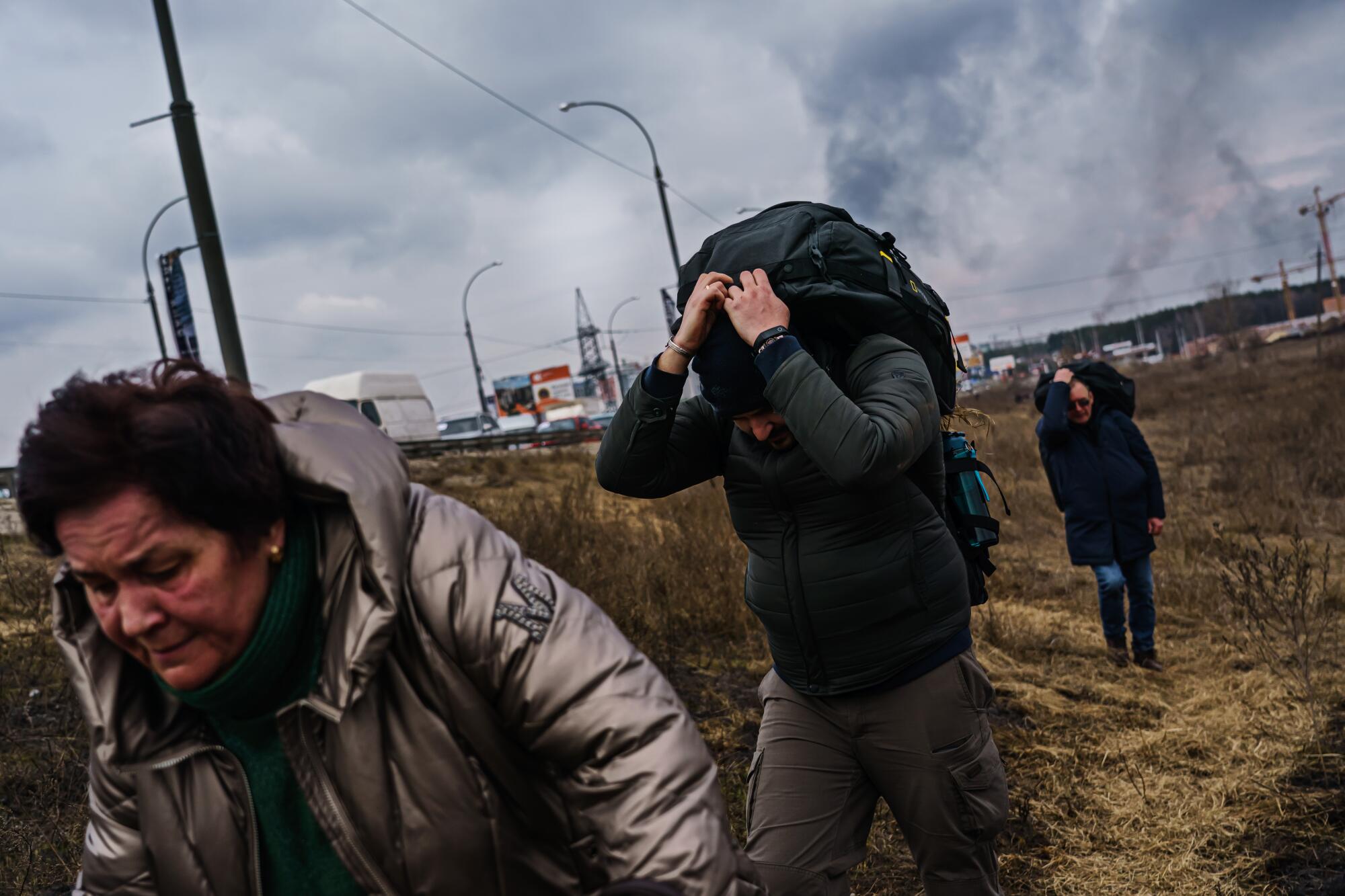 Residents evacuating Ukrainian town