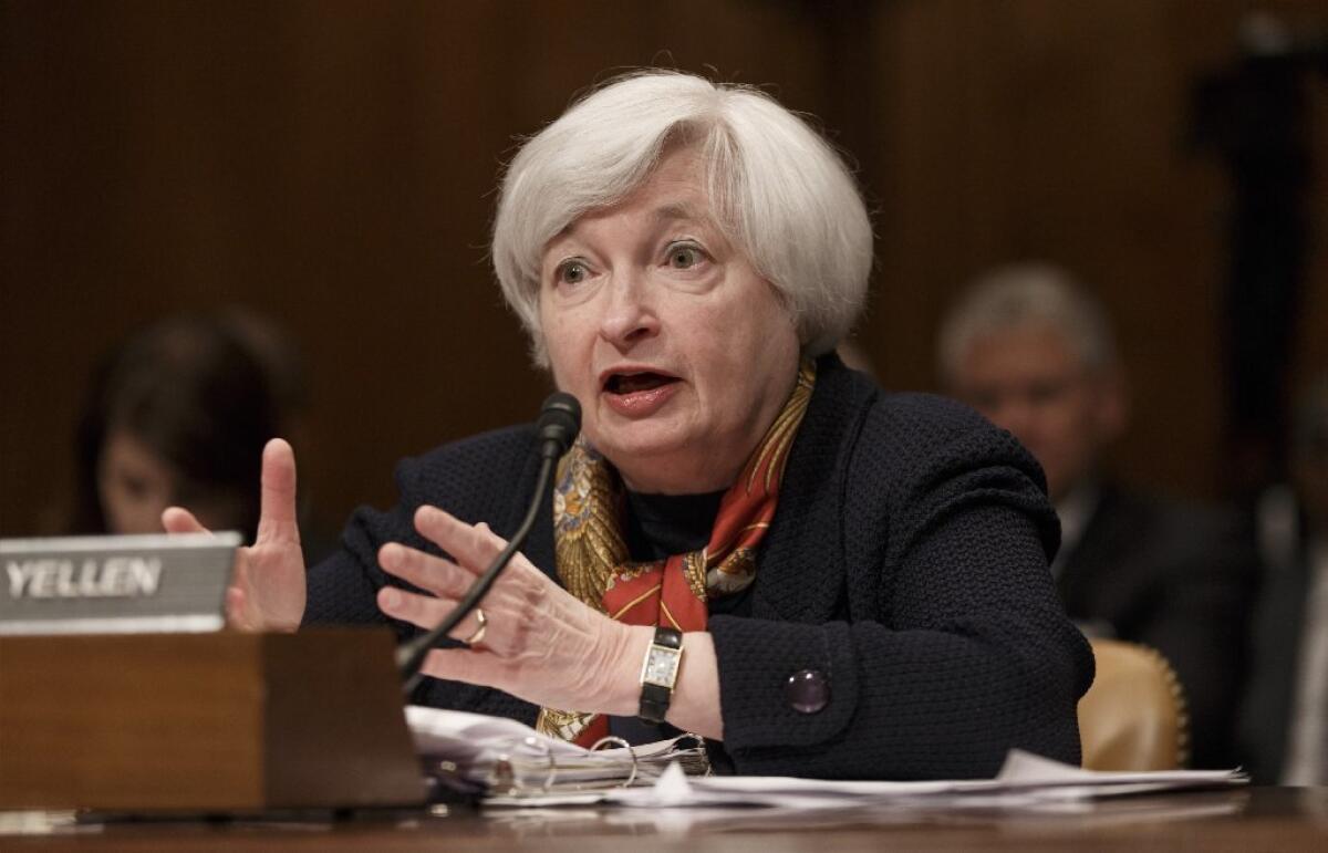 Federal Reserve chief Janet Yellen appears before the Senate Budget Committee to discuss the nation's economic and fiscal outlook in May.
