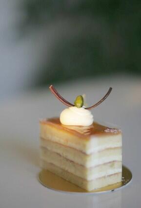 A vanilla sponge cake with lemon butter at Cafe Blanc.