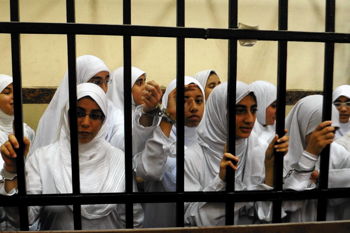 Young female Islamists in Alexandria, Egypt, have been sentenced to juvenile detention or prison for protesting against the government.