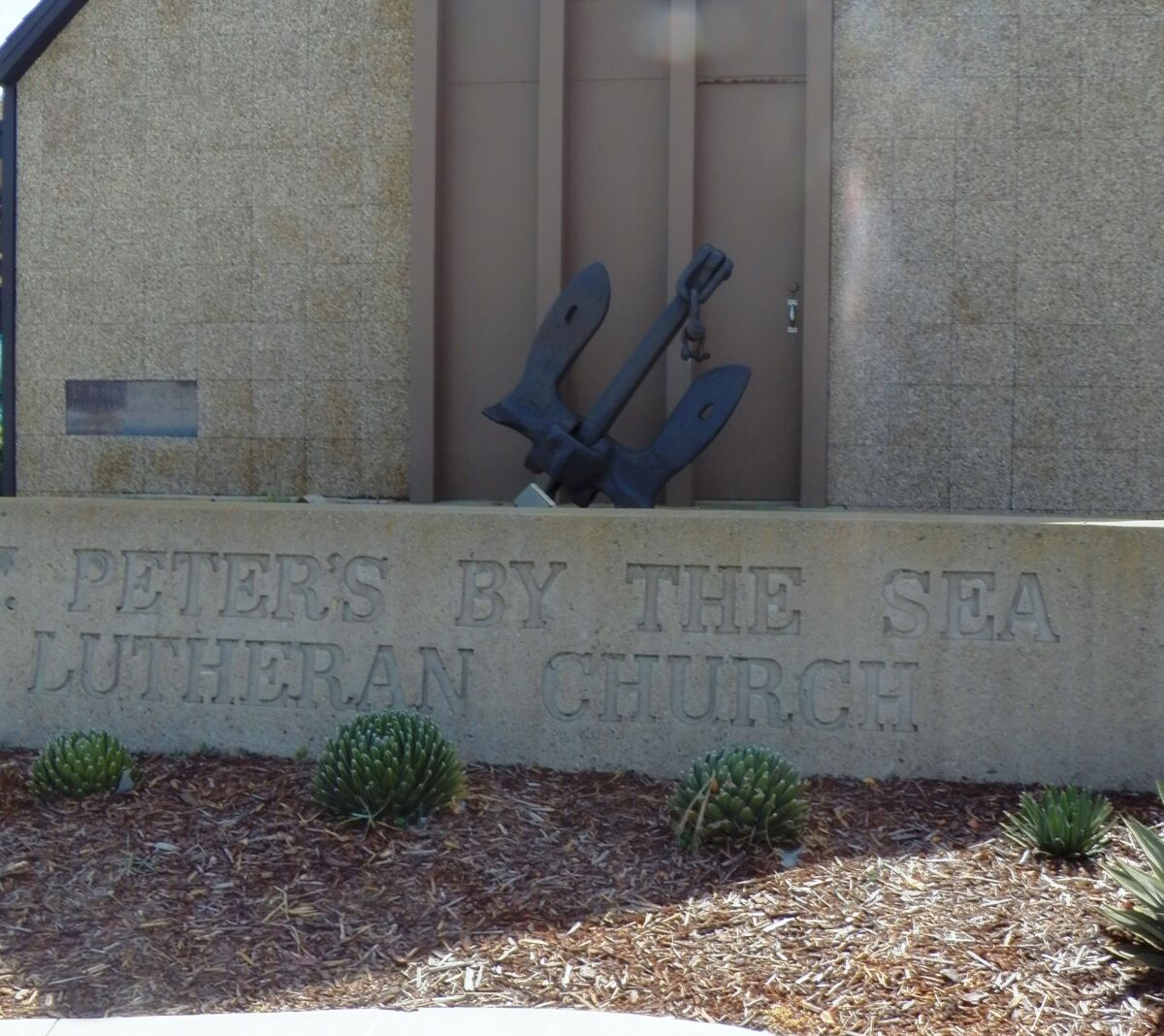 The anchor fronting Sunset Cliffs Boulevard is one of St. Peter’s by the Sea Lutheran Church's several sea images.