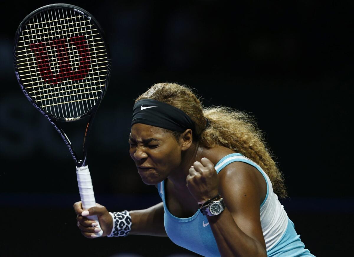 Serena Williams managed to win only two games during her round-robin match Wednesday against Simona Halep of Romania at the WTA Finals in Singapore.