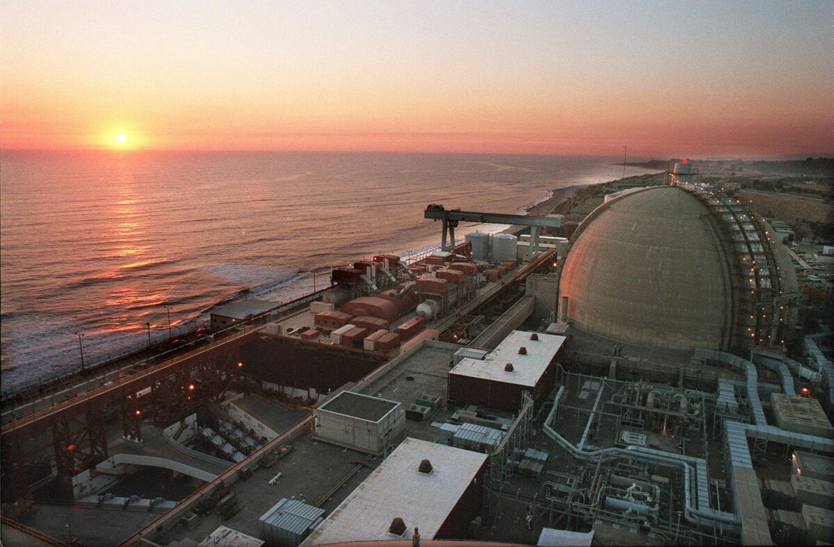 San Onofre Nuclear Generating Station is shown off the Southern California coastline.