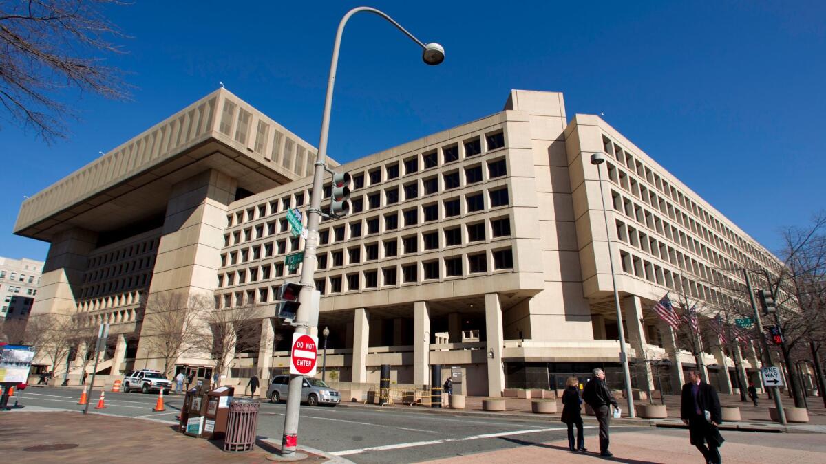 An exterior view of FBI headquarters in Washington, D.C., designed by Charles F. Murphy and Associates of Chicago.