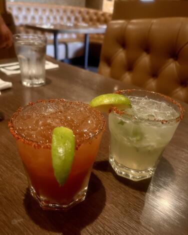 The tamarindo and pepino loco margaritas from Don Antonio's.