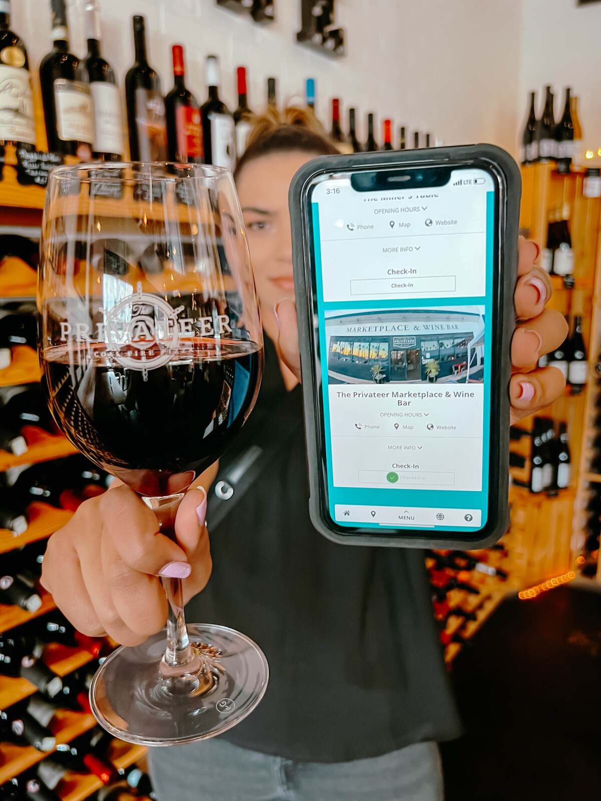 The Privateer Marketplace & Wine Bar is featured on the new O'side Sips cellphone app.