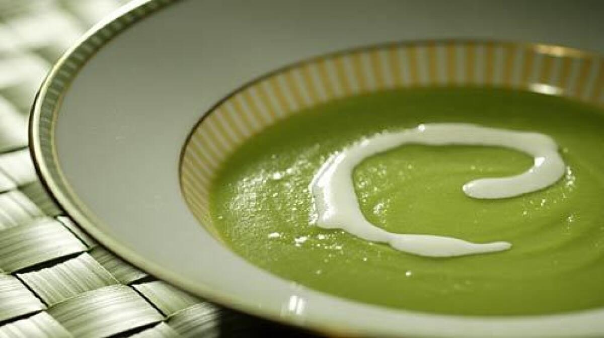 Emerald silk: Use sugar snap peas, with their edible pods, for a spring soup that's every bit as delicious and elegant as English pea soup - with much less work.