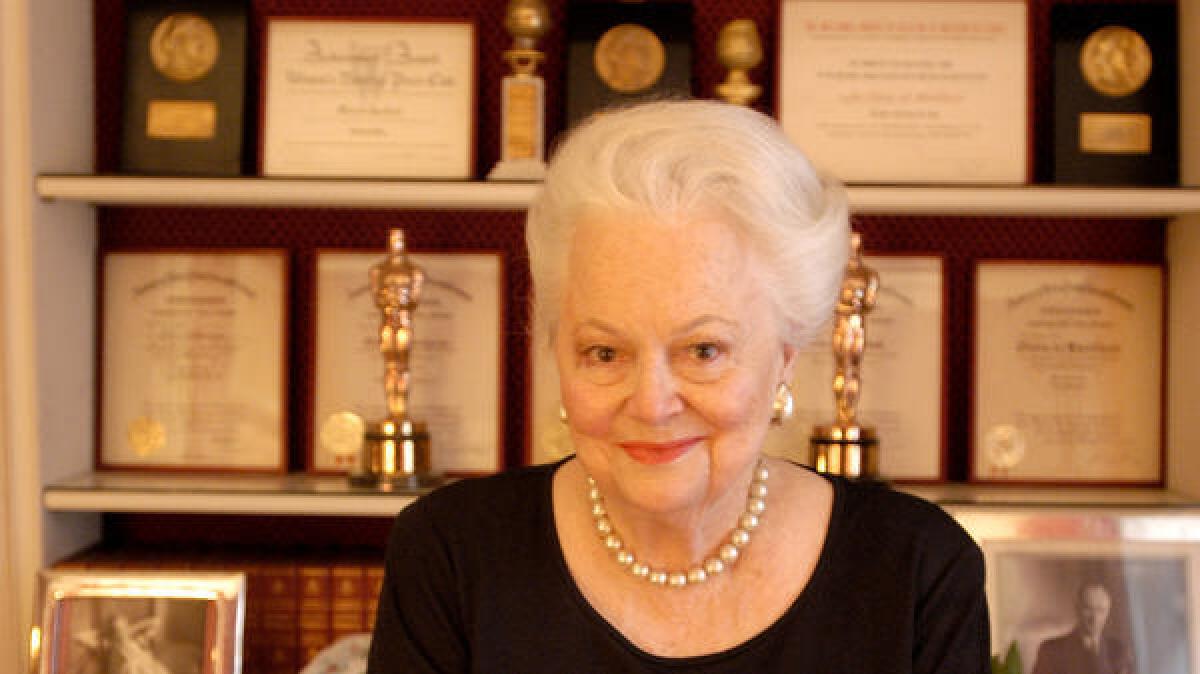 Olivia de Havilland at her Paris home in 2003.