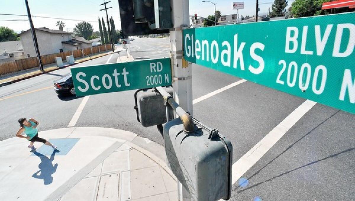 The traffic lights at the intersection of Scott Road and Glenoaks Boulevard in Burbank are slated for upgrades in 2013.