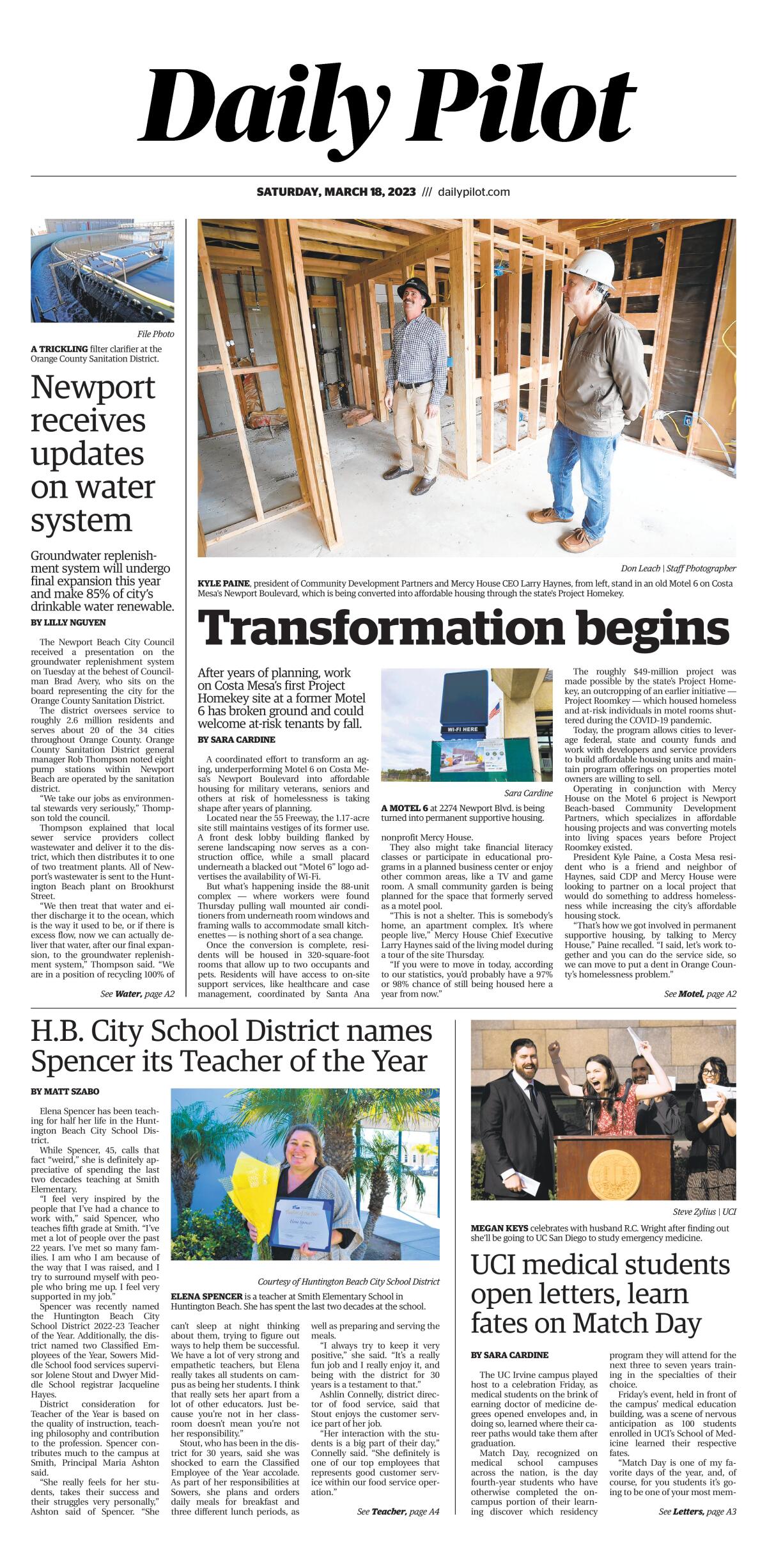 March 18, 2023 Daily Pilot cover