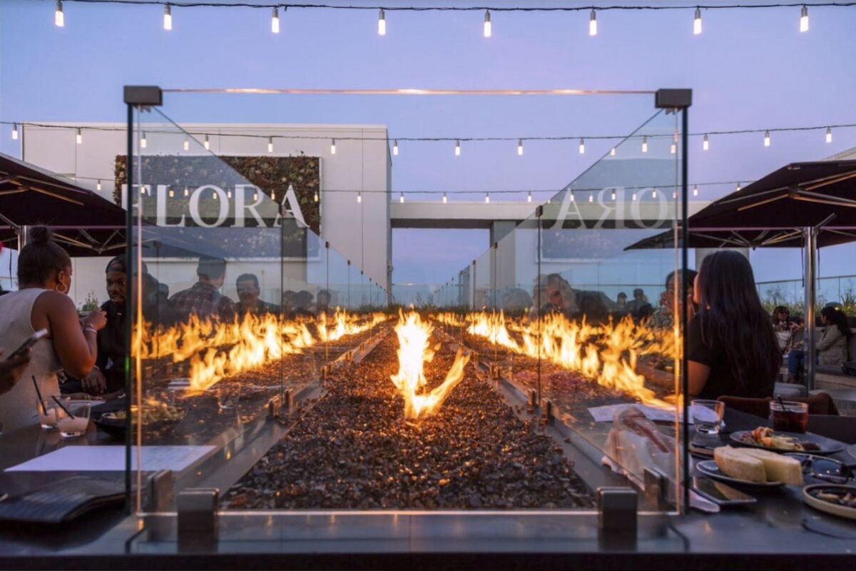 central fire pit on a rooftop 