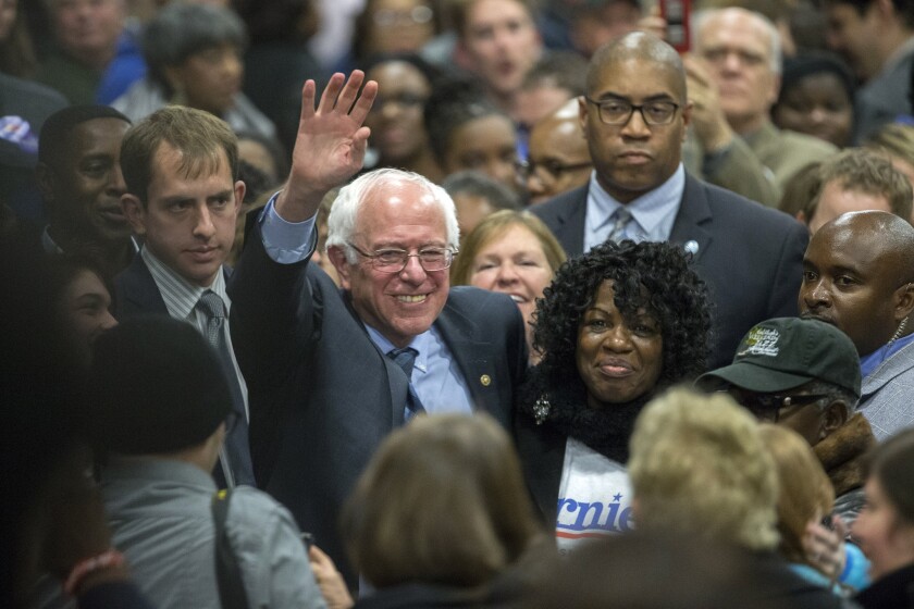 Presidential candidate Bernie Sanders makes his way through a crowd before speaking at an event on Saturday in Charleston, S.C.
