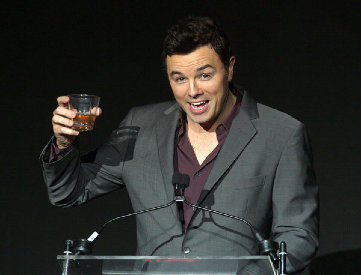 Seth MacFarlance accepts his honor from Variety's Power of Comedy event, benefiting the Noreen Fraser Foundation.