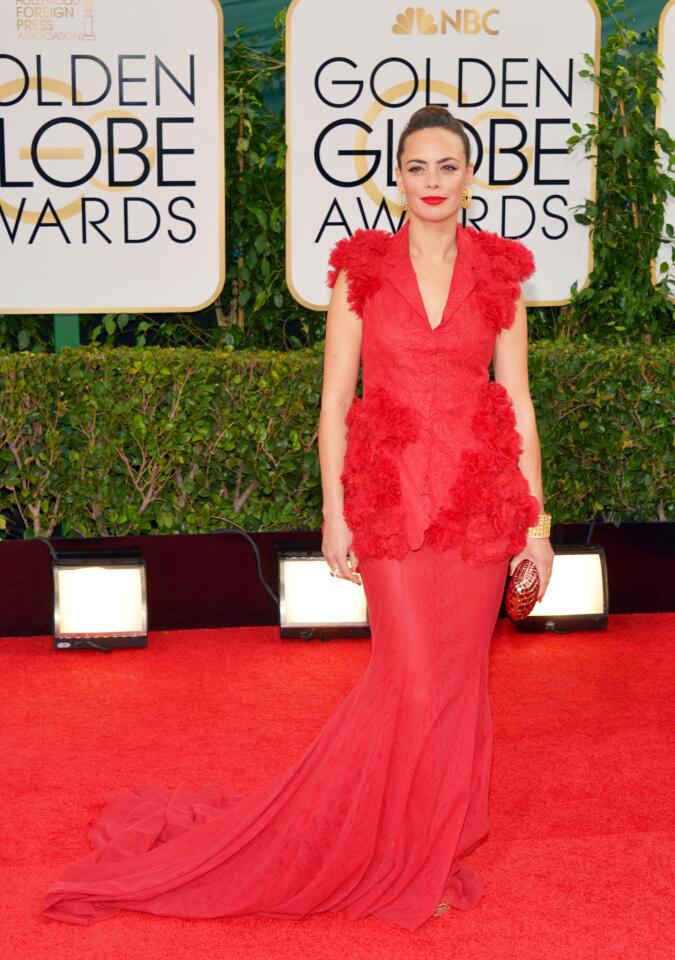 Actress Berenice Bejo in a red Giambattista Valli gown.