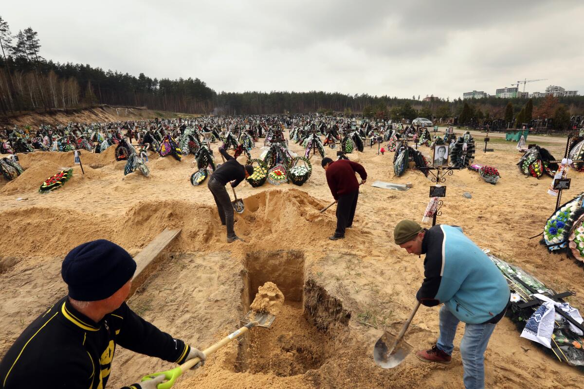 At the cemetery in Irpin, victims of the violence committed by Russian forces continue to be buried.