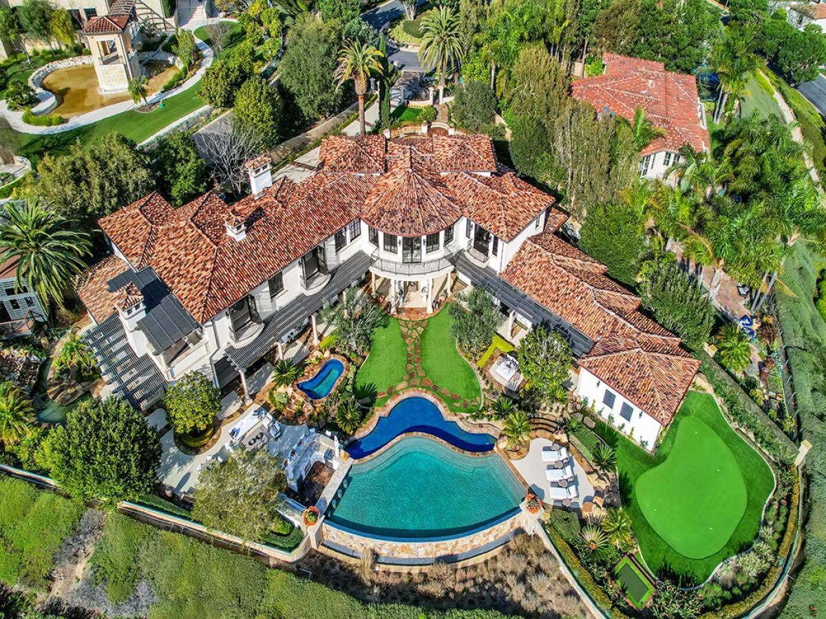 An overhead shot of the 1 Shoreridge property in Newport Coast.