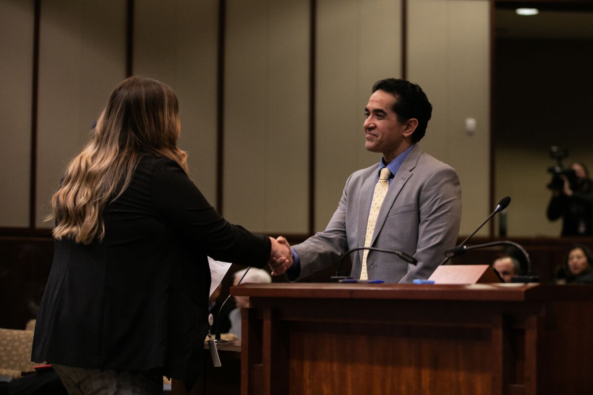 Chula Vista, CA - January 31: Alonso Gonzalez is sworn in to the Chula Vista City Council. 