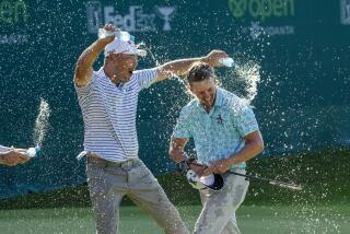 Jake Knapp of the United States is showered with water bottles as he celebrates after winning the Mexico Open golf tournament in Puerto Vallarta, Mexico, Sunday, Feb. 25, 2024. (AP Photo/Fernando Llano)