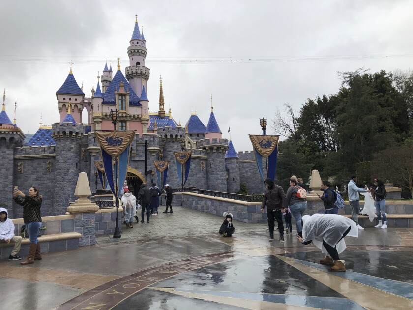 Visitors at Disneyland in March 2020