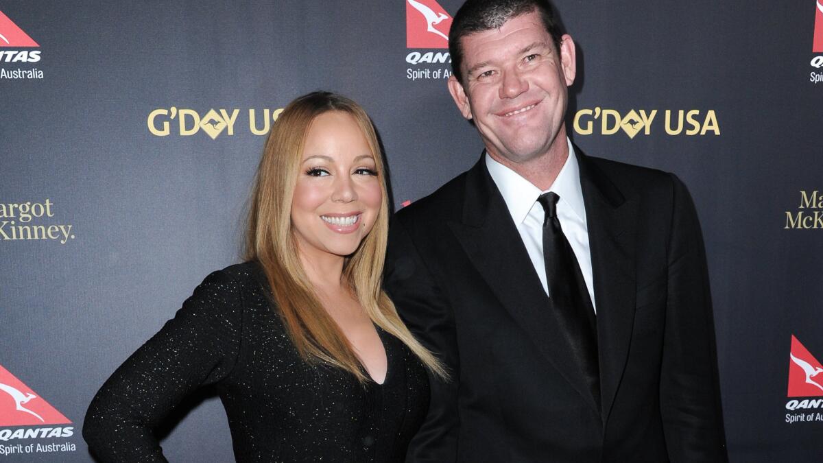 Mariah Carey and James Packer attend the G'Day USA Gala at Vibiana in Los Angeles.