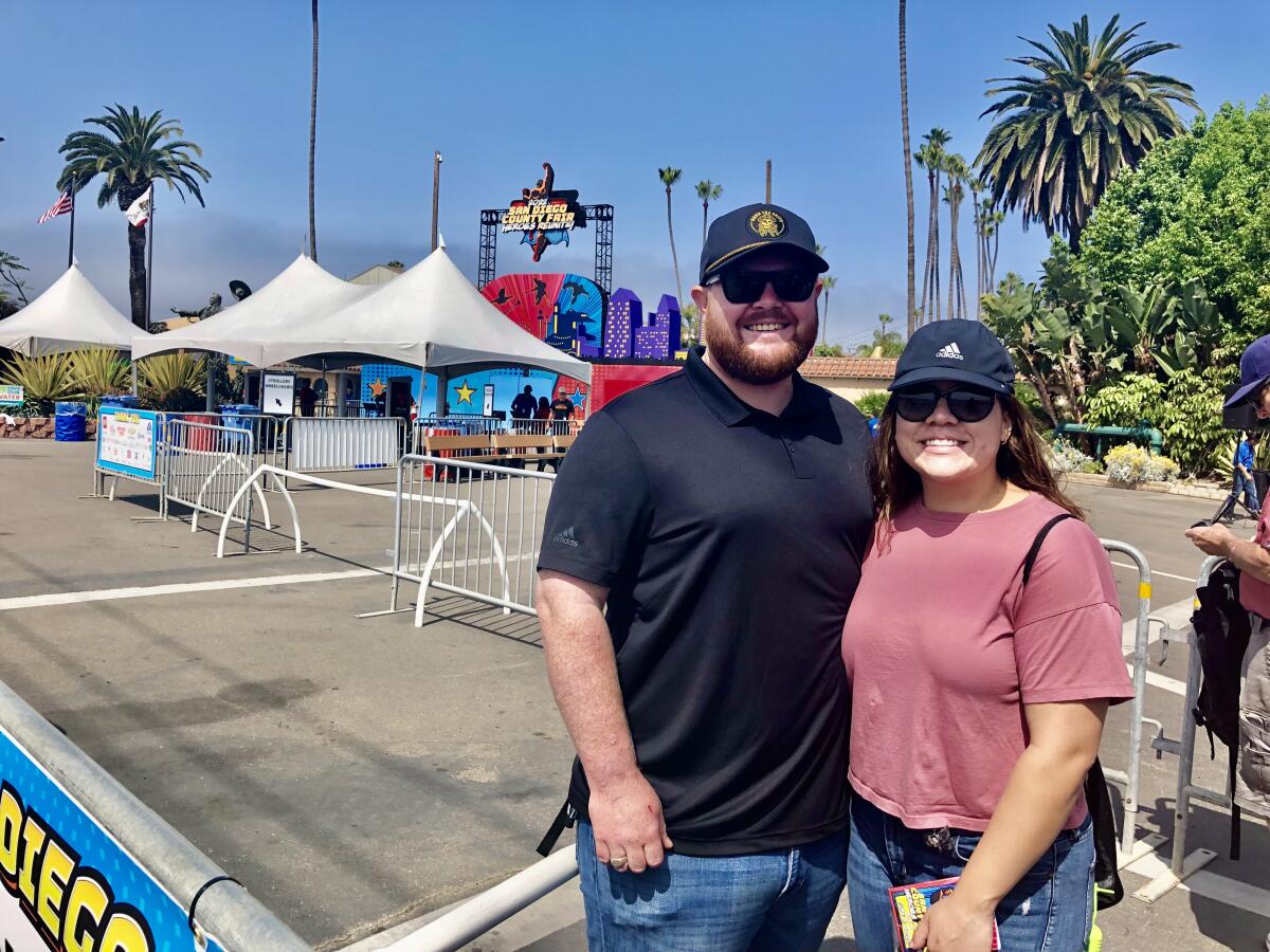 Joshua Barrett and Jacqueline Orellano were the first people in line for opening day of the 2022 San Diego County Fair.