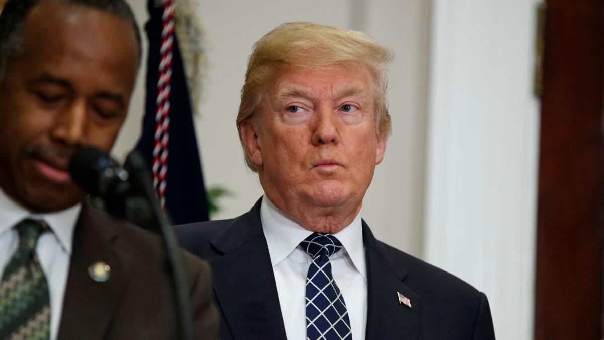 President Trump with Housing Secretary Ben Carson at a White House event Friday honoring the Rev. Martin Luther King Jr.