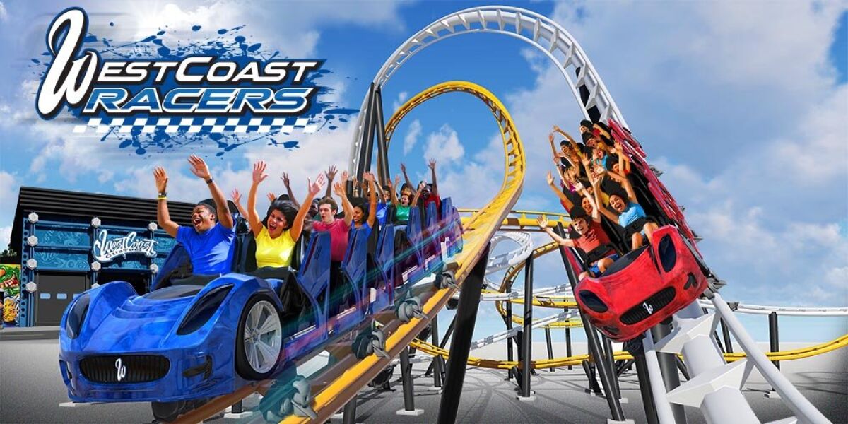 West Coast Racers, a side-by-side racing coaster with twin tracks, will open later this summer at Six Flags Magic Mountain in Valencia.