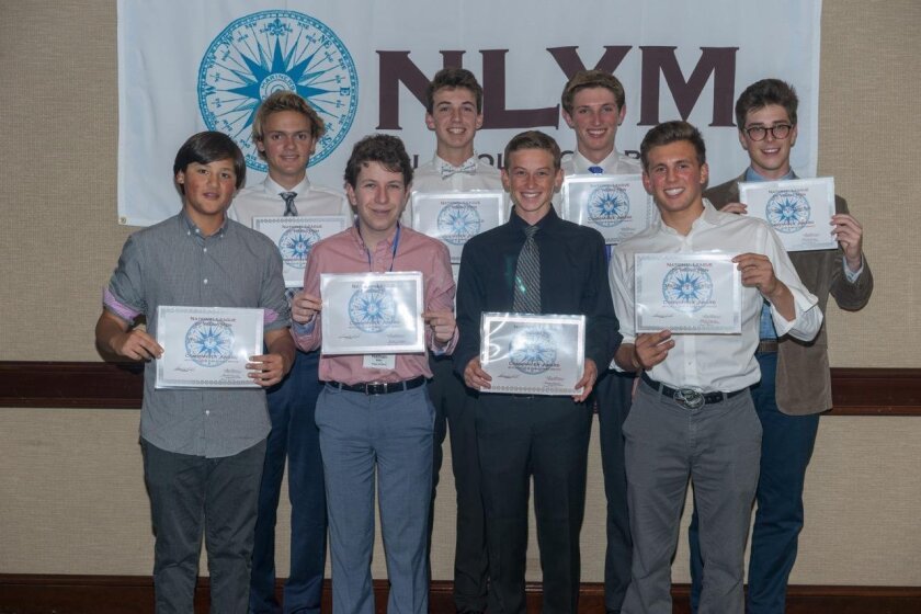 Members of the Class of 2018 who received the Commander Award for 60 or more hours of philanthropic service: (Back row) Max Leonard, Ethan Wagenseller, Oliver Parker and Carwyn Gambling. (Front row) William Browning, Nathan Miller, Mitchell Morrison and Matthew Buckley.