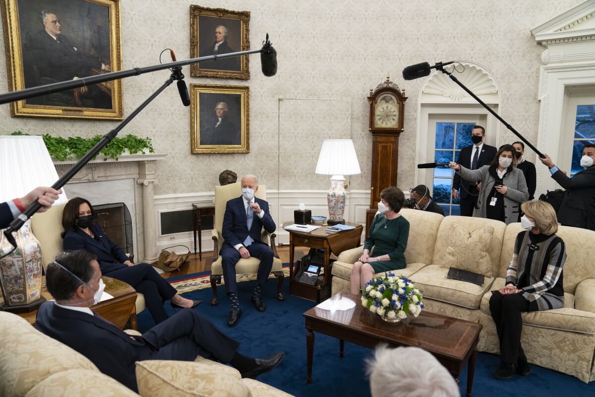 President Biden meets with Republican senators in the Oval Office.