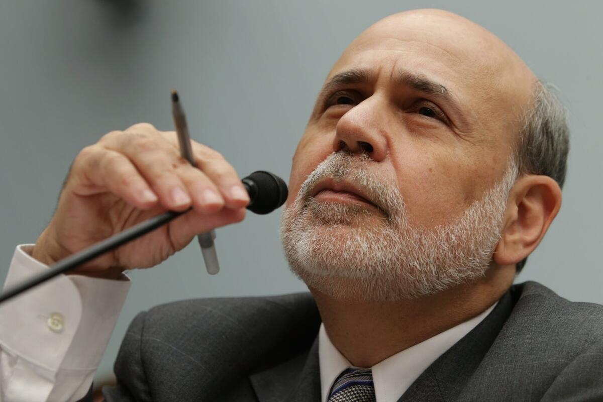 Fed Chairman Ben Bernanke testifies before the House Financial Services Committee on Capitol Hill.