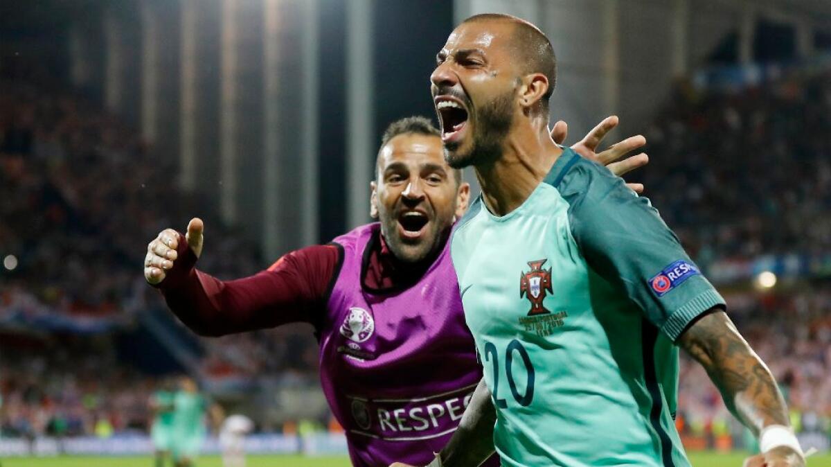 Ricardo Quaresma of Portugal celebrates after scoring in extra time against Croatia during a Round of 16 match on June 25.