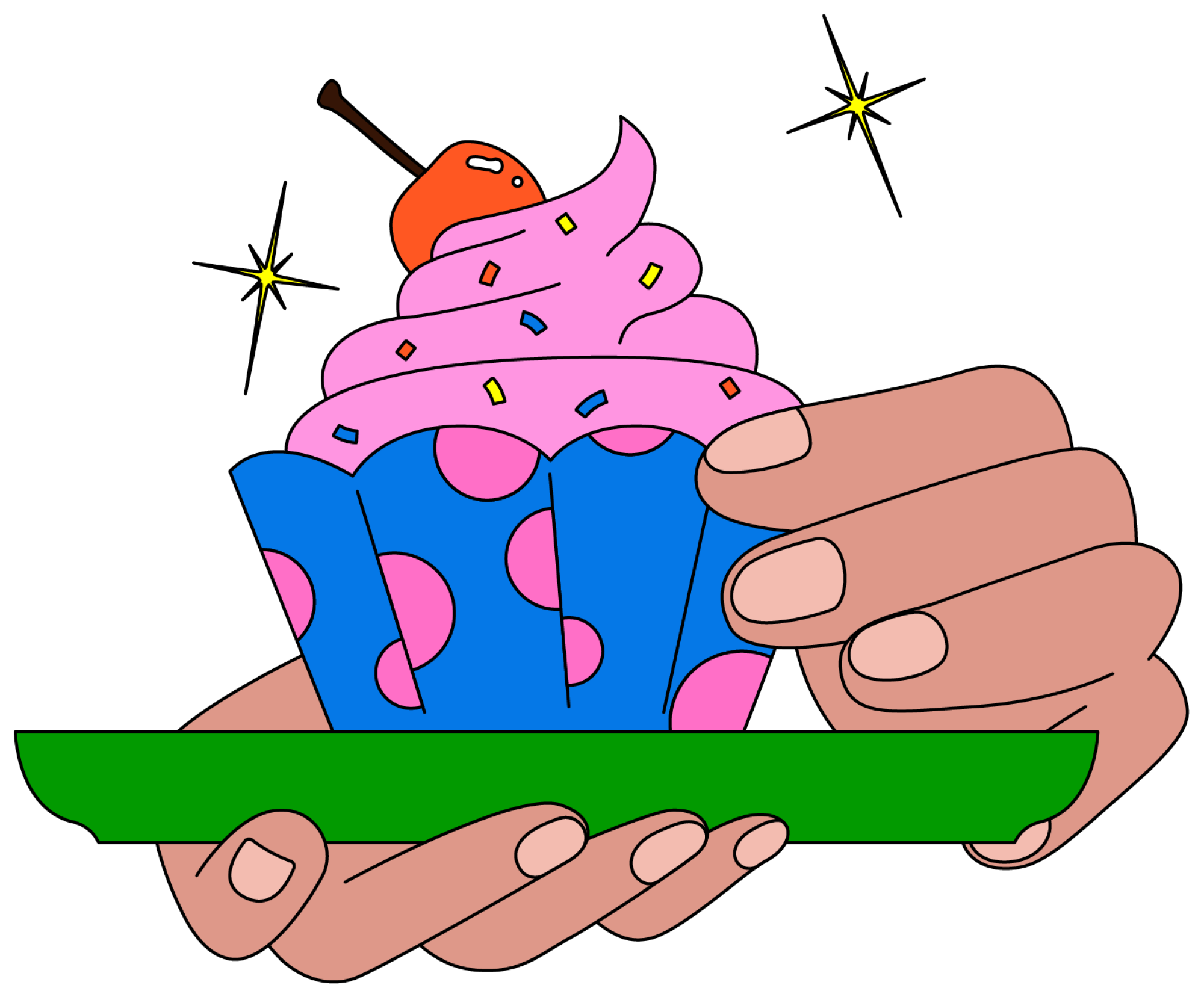 Illustration of a cupcake on a plate