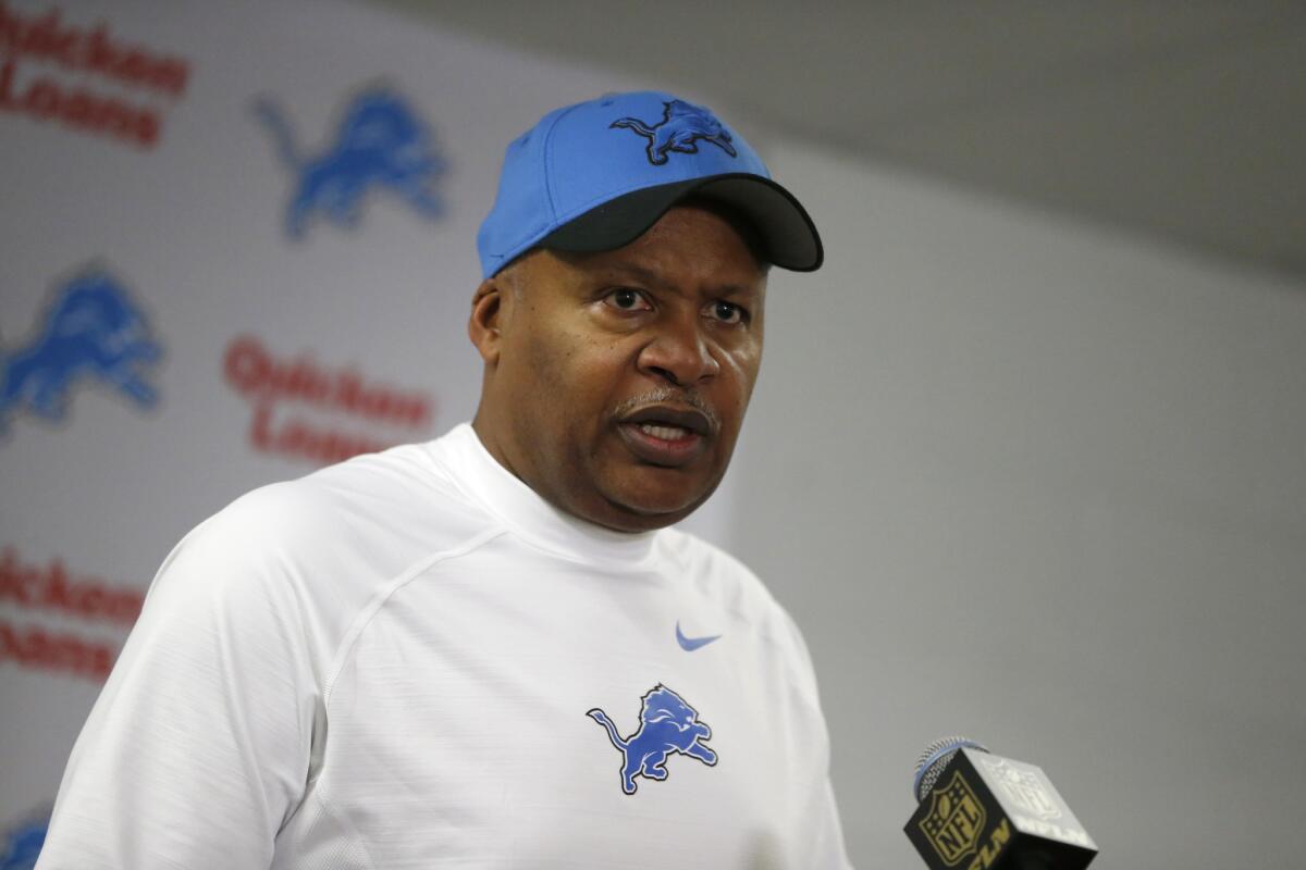 Detroit Coach Jim Caldwell talks after a game against Chicago on Jan. 3.