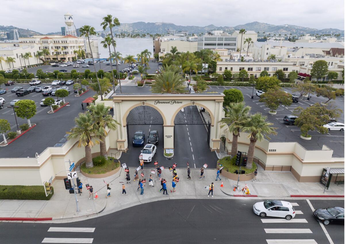 A view from above Paramount Studios' picturesque gate.