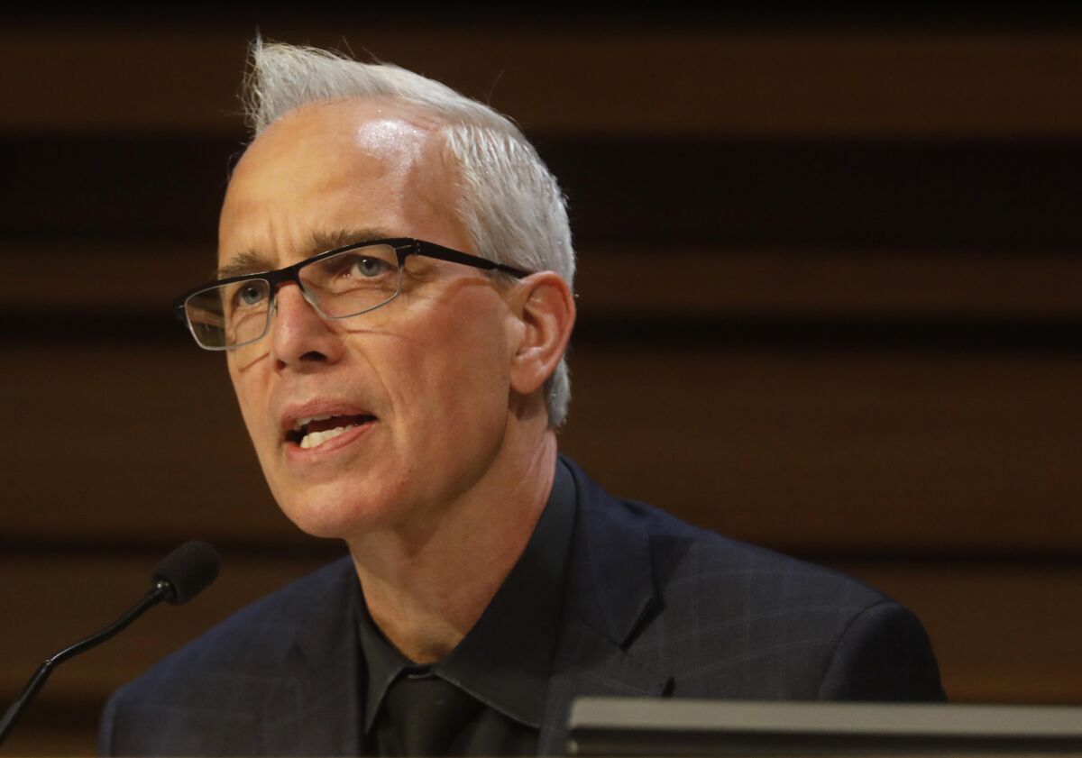 John Heilman speaking during a West Hollywood City Council meeting in 2019.