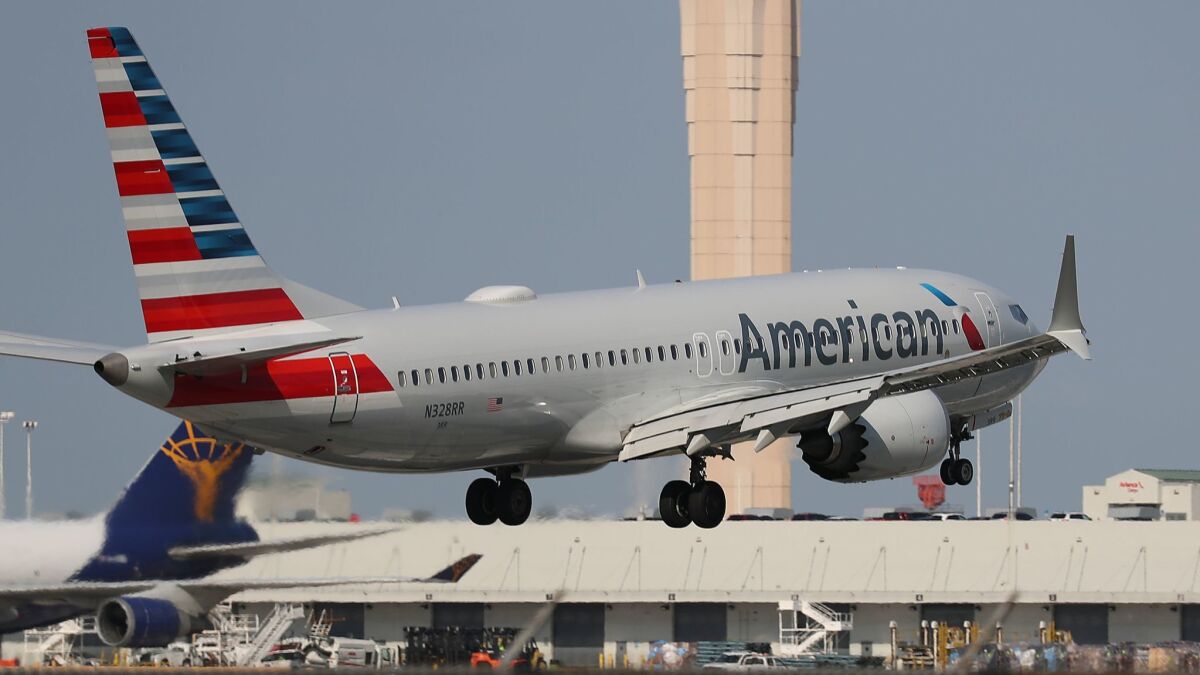 An American Airlines Boeing 737 Max 8 