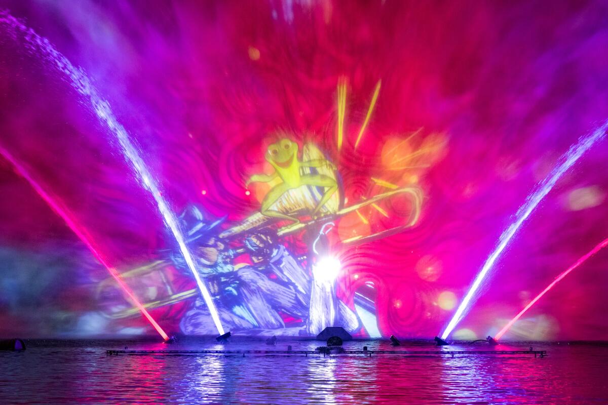 “The Heartbeat of New Orleans – A Living Mural" is a projection show on Disneyland's Rivers of America on most nights.