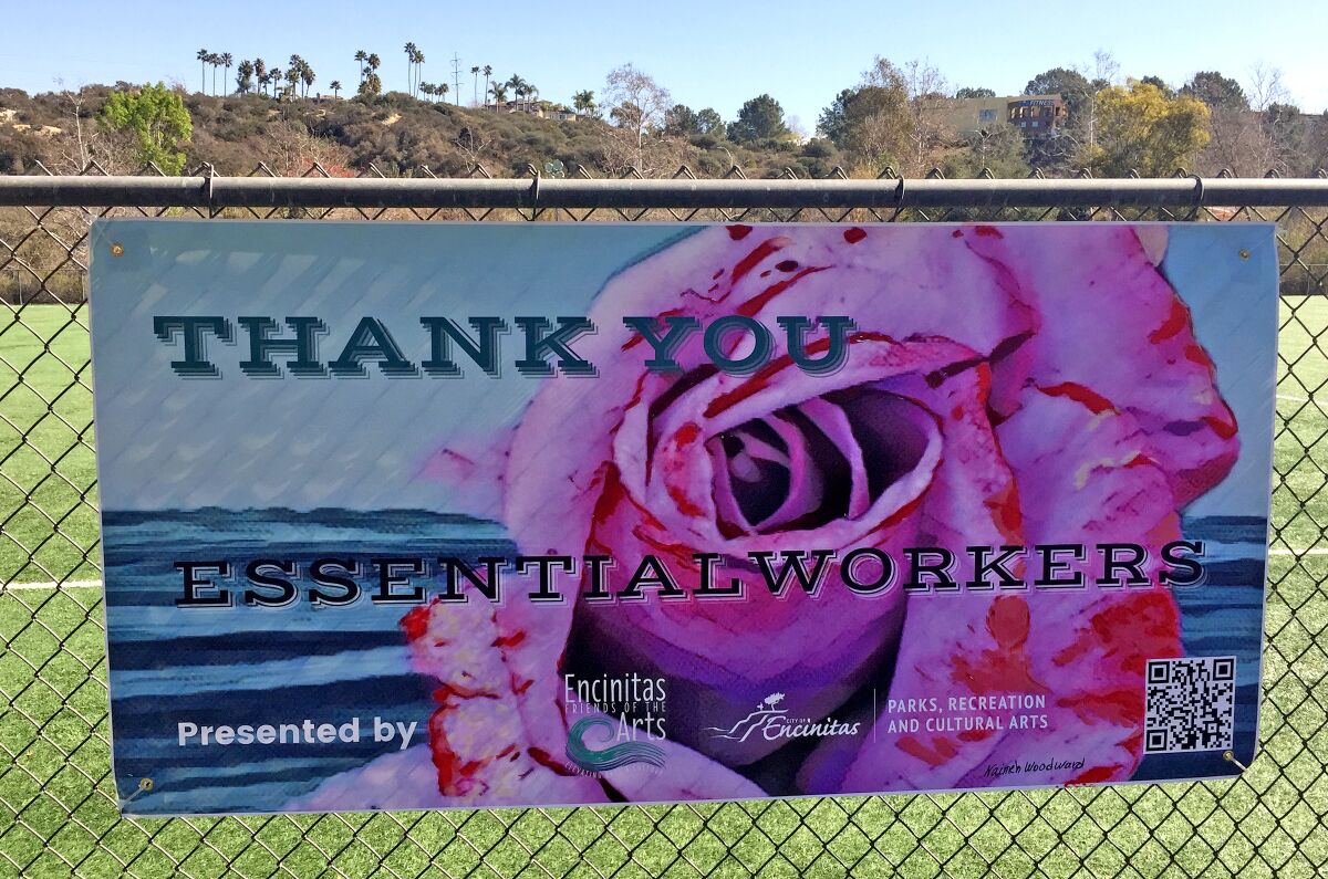 A Thank You Banner for the Frontline Workers project in Encinitas.