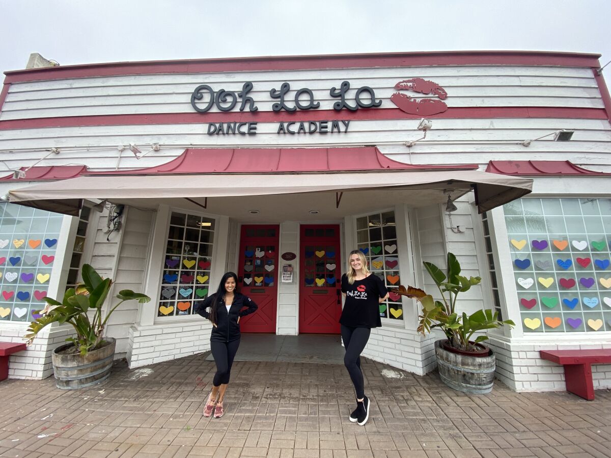 Ooh La La owner Susie Grafte (left) and teacher Brittany Jagoe stand outside the La Jolla studio.
