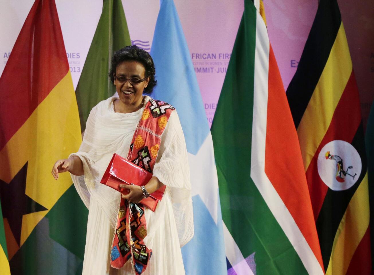Ethiopia's First Lady Roman Tesfaye appears at the African First Ladies Summit in Dar Es Salaam
