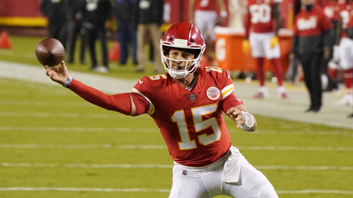Kansas City Chiefs quarterback Patrick Mahomes throws against the Houston Texans in their NFL season opener.