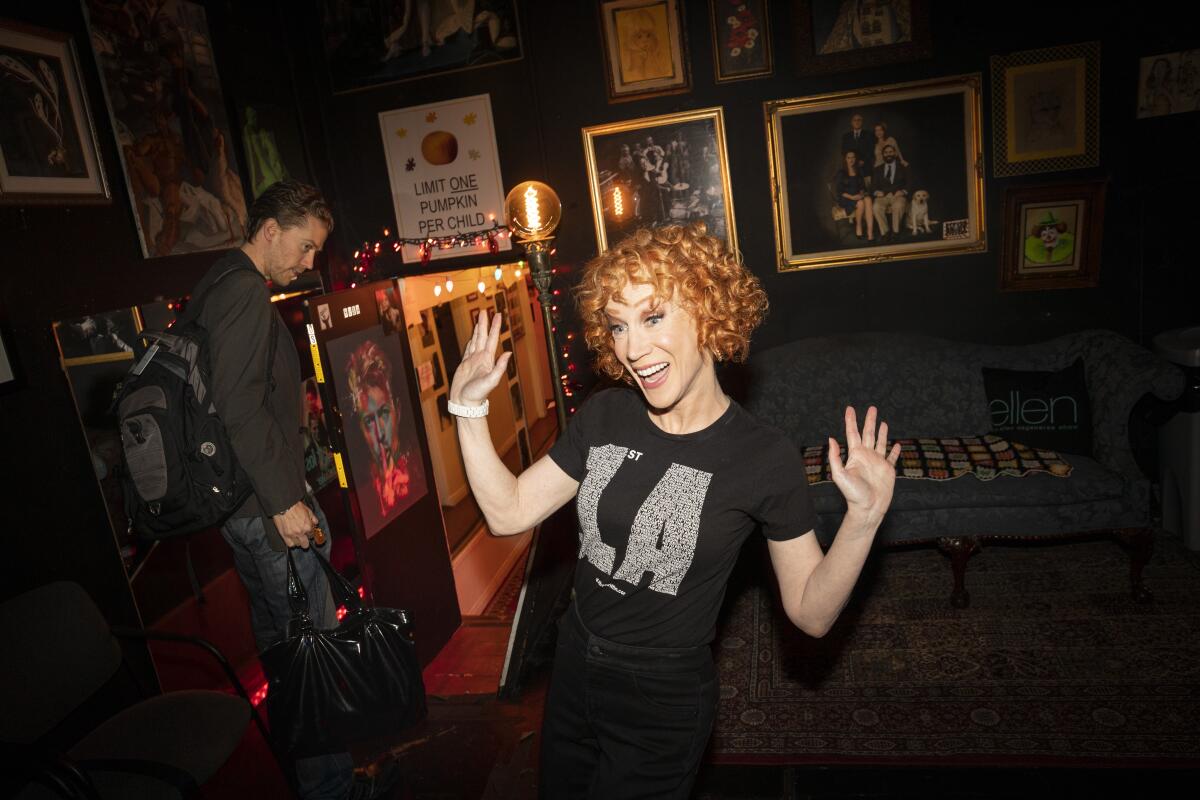 Kathy Griffin backstage at Largo with husband Randy Bick