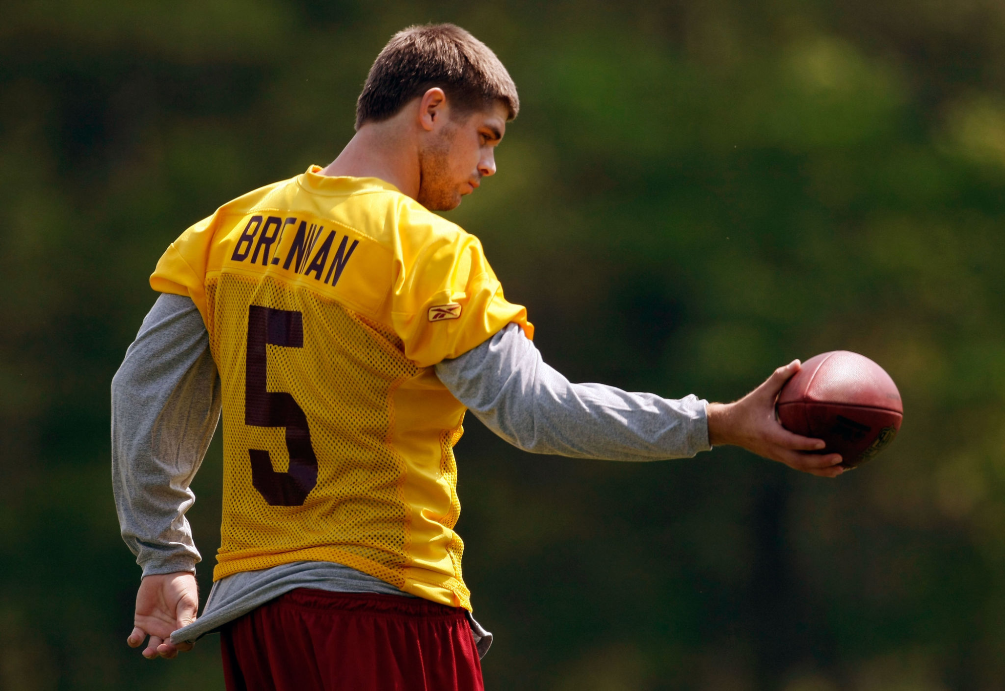 Colt Brennan looks on during the first day of minicamp with Washington on May 2, 2008.