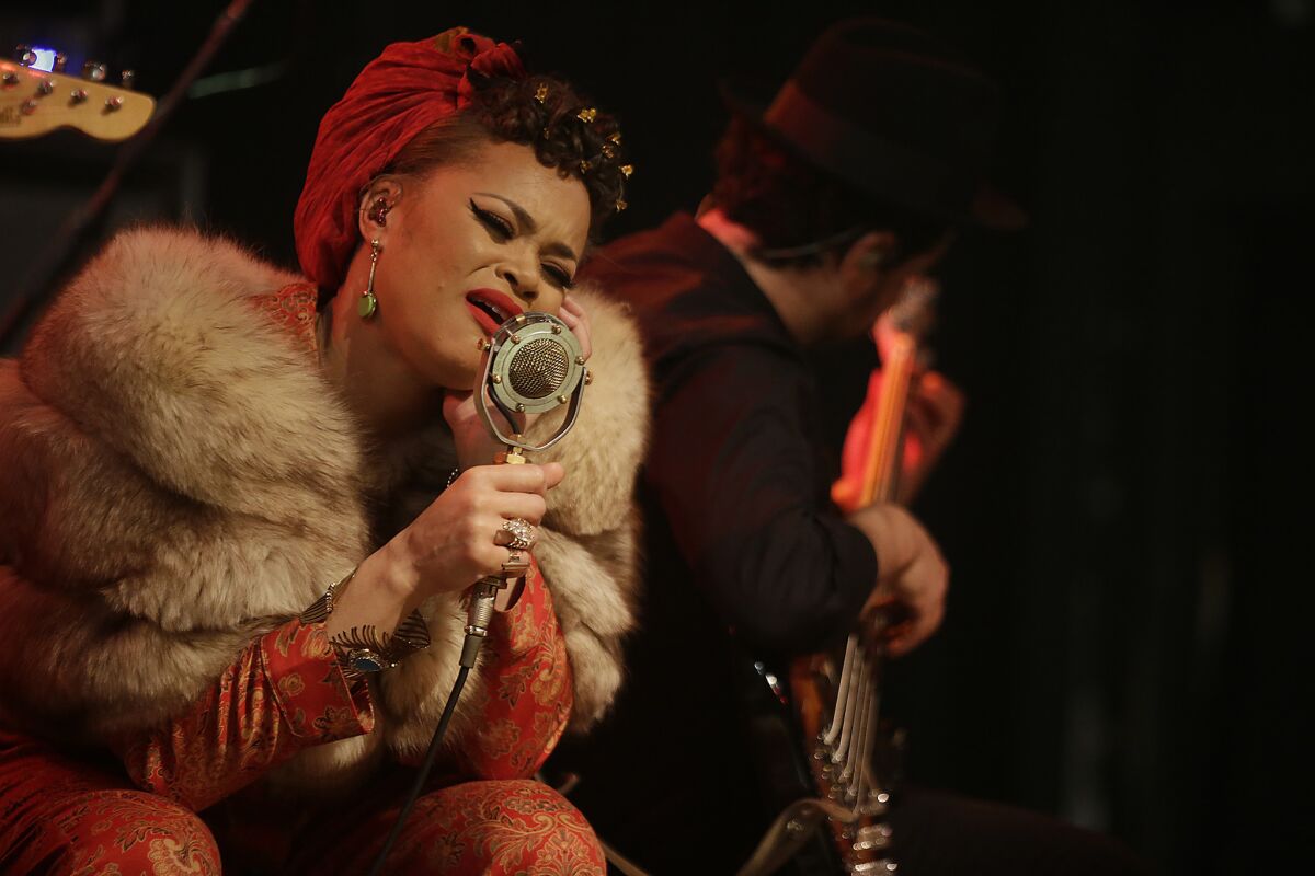 Andra Day, shown in a file photo taken at the El Rey Theatre in Los Angeles, performed her anthem "Rise Up" at the "One World: Together at Home" event aimed at helping fight the coronavirus pandemic.