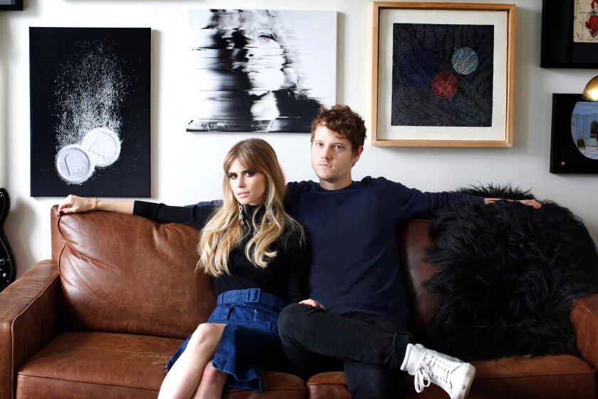MTV's "Scream" star Carlson Young, 25, shares her DTLA loft with her fiancé, Isom Innis of the indie pop band Foster the People.