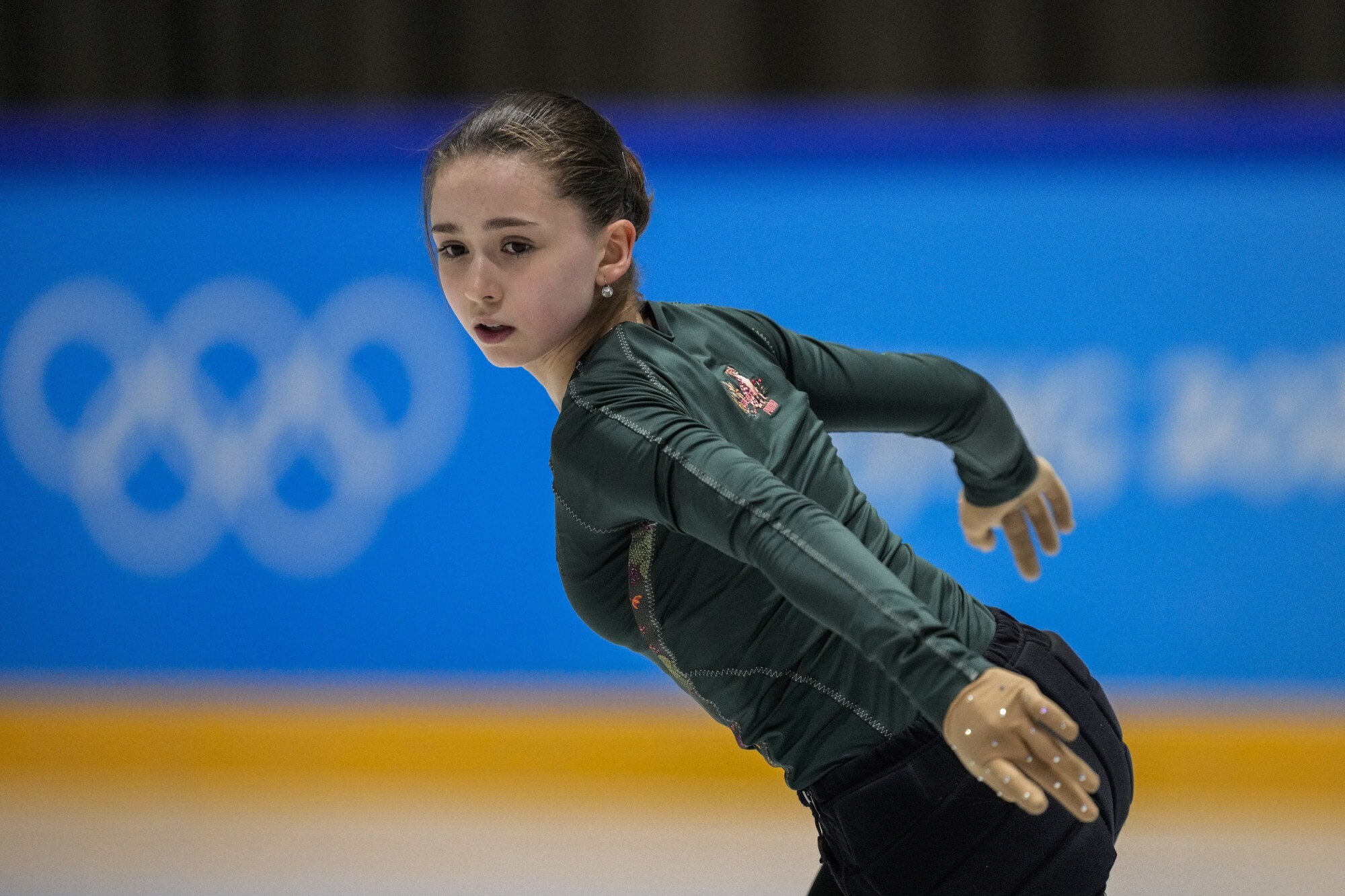 Kamila Valieva of the Russian Olympic Committee trains in Beijing on Saturday.
