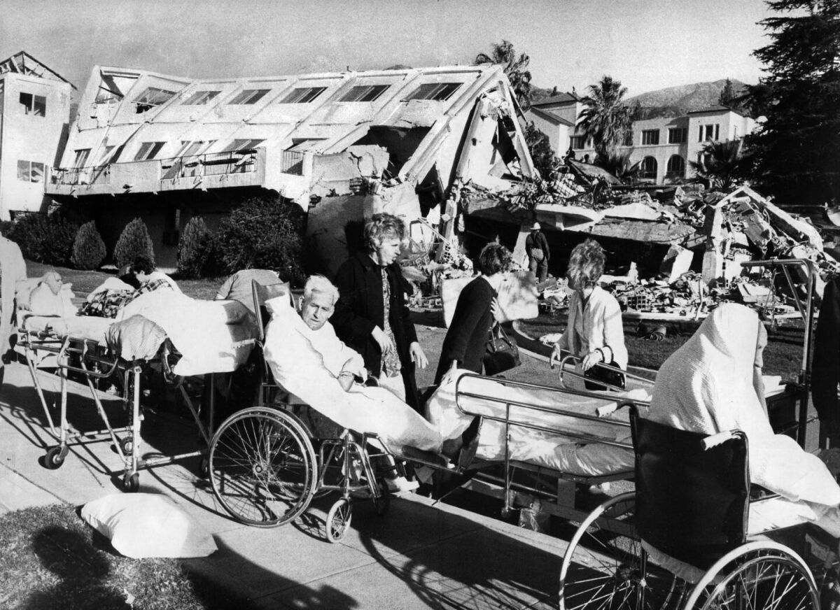 The ruins of the San Fernando Veterans Administration Hospital after an earthquake in 1971.