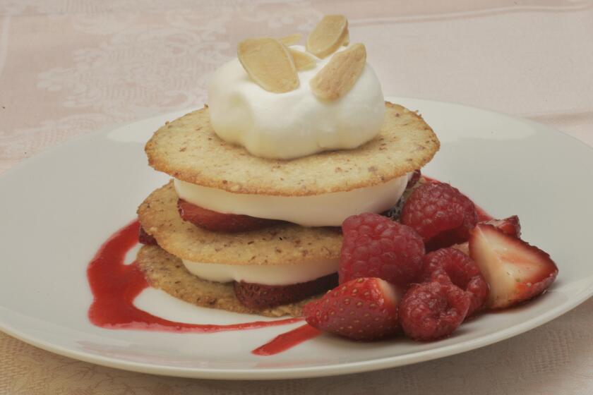 They look complicated, but don't be afraid -- they're really easy. Recipe: Strawberry napoleons with creme fraiche and almond tuiles